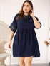 Plus Tie Front Contrast Lace Dress