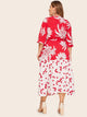 Plus Surplice Neck Floral Print Knot Dress