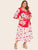 Plus Surplice Neck Floral Print Knot Dress