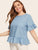 Plus Flounce Sleeve Ruffle Hem Denim Top