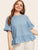 Plus Flounce Sleeve Ruffle Hem Denim Top