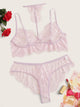 Plus Sheer Floral Lace Lingerie Set With Choker