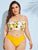 Plus Sunflower Print Smocked Bikini Set