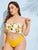 Plus Sunflower Print Smocked Bikini Set