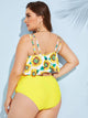 Plus Sunflower Print Hanky Hem Bikini Set