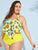 Plus Sunflower Print Hanky Hem Bikini Set