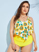 Plus Sunflower Print Hanky Hem Bikini Set