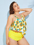 Plus Sunflower Print Hanky Hem Bikini Set