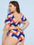 Plus Colorblock Short Sleeve Tankini Set