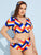 Plus Colorblock Short Sleeve Tankini Set