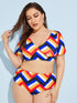 Plus Colorblock Short Sleeve Tankini Set