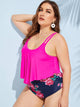 Plus Hanky Hem Top With Floral Bikini Set