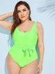 Plus Neon Pink Knot One Piece Swimwear