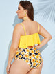 Plus Hanky Hem Top With Sunflower Tankini