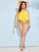 Plus Hanky Hem Top With Sunflower Tankini