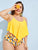 Plus Hanky Hem Top With Sunflower Tankini