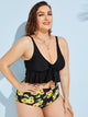 Plus Ruffle Hem Top With Sunflower Tankini