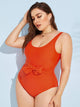 Plus Neon Pink Knot One Piece Swimwear