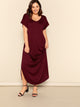  Plus Pocket Side Curved Hem Dress