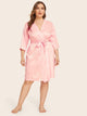 Plus Floral Satin Robe With Belt