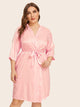 Plus Floral Satin Robe With Belt