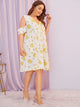 Plus Fruit Print Ruffle Trim Night Dress