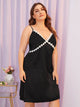 Plus V Neck Appliques Night Dress