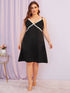 Plus V Neck Appliques Night Dress