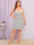 Plus Polka Dot Lace Trim Night Dress