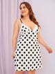 Plus Polka Dot Lace Trim Night Dress