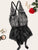 Plus Floral Lace Halter Romper Bodysuit With Belt