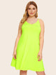 Plus Neon Green Backless Swing Cami Dress