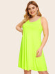 Plus Neon Green Backless Swing Cami Dress