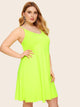 Plus Neon Green Backless Swing Cami Dress