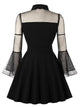 Plus Contrast Mesh Sheer Flounce Sleeve Dress