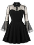 Plus Contrast Mesh Sheer Flounce Sleeve Dress