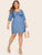 Plus Knot Front Elastic Cuff Denim Dress