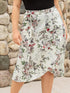 Plus Floral Print Ruffle Asymmetrical Hem Belted Skirt