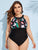 Plus Floral Contrast Mesh One Piece Swimwear