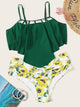 Plus Cut-out Hanky Hem Top With Sunflower Print Bikini