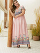 Plus Floral Embroidery Stripe Maxi Dress