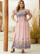 Plus Floral Embroidery Stripe Maxi Dress