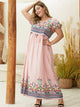 Plus Floral Embroidery Stripe Maxi Dress