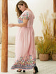 Plus Floral Embroidery Stripe Maxi Dress