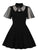 Plus Contrast Mesh Button Keyhole Front Dress