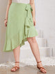 Plus Side Knot Ruffle Hem Wrap Skirt