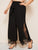 Plus Split Hem Lace Insert Palazzo Belted Pants