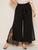 Plus Split Hem Lace Insert Palazzo Belted Pants