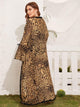 Plus Leopard Frill Trim Robe With Belt