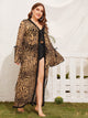 Plus Leopard Frill Trim Robe With Belt